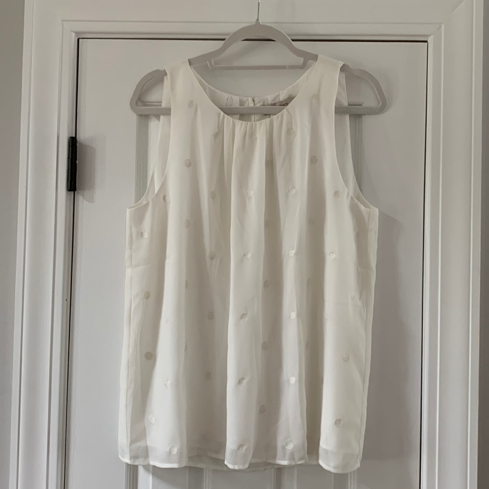 Loft Embroidered Polka Dot Sleeveless Top NWT, Size L